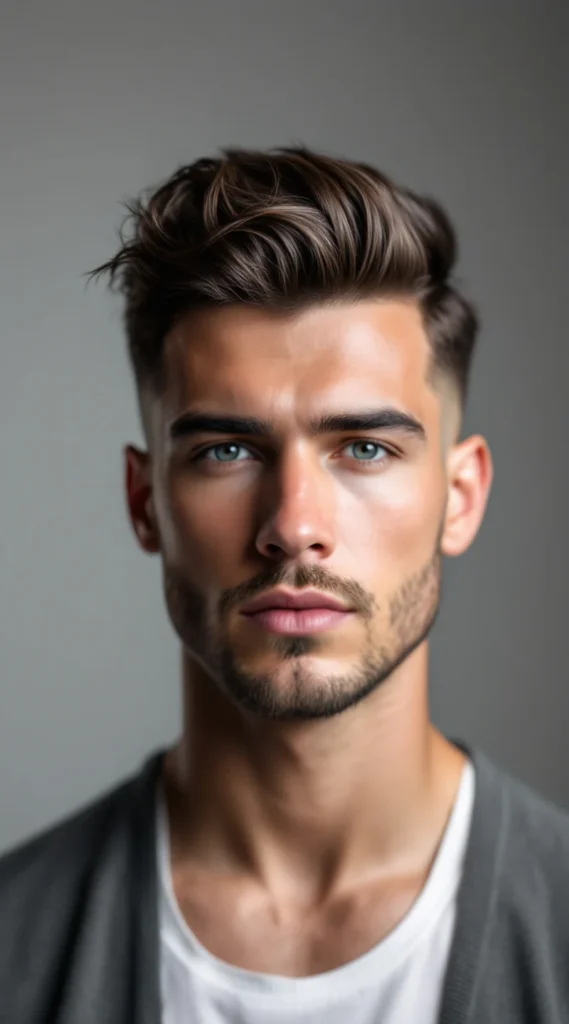 Classic Pompadour with Mid Taper Fade
