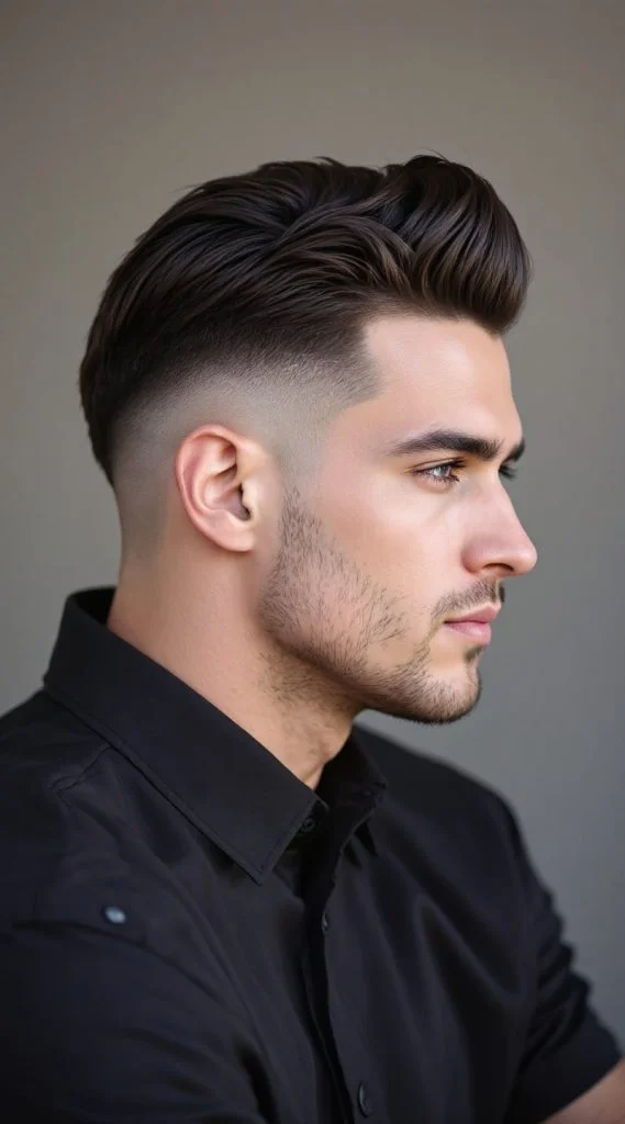 Ninja Low Taper Fade with Slicked Back Hair