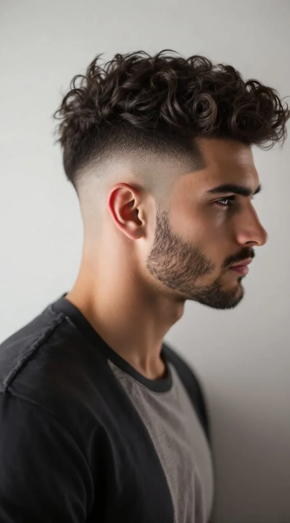 Curly Undercut with Taper Fade