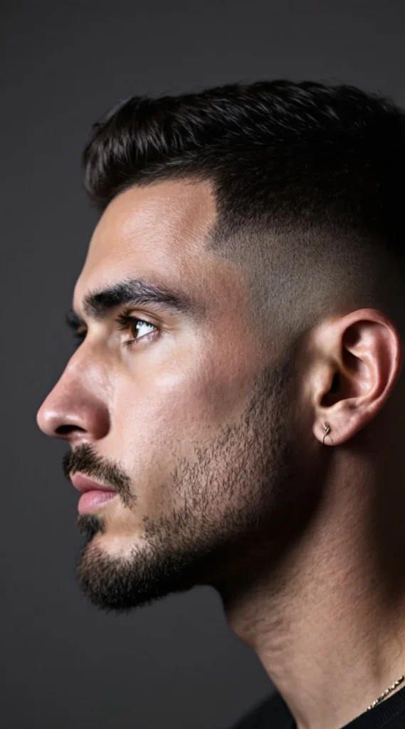 Buzzed Sides with Mid Fade and Textured Top