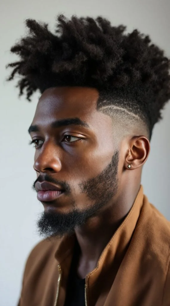 Afro with Mid Taper Fade
