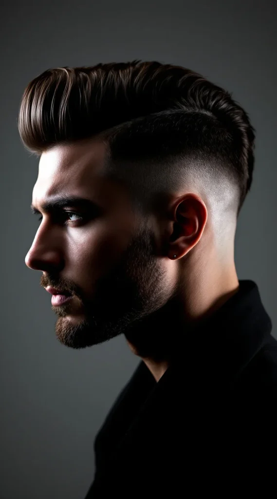 Pompadour with Fade and Side Part