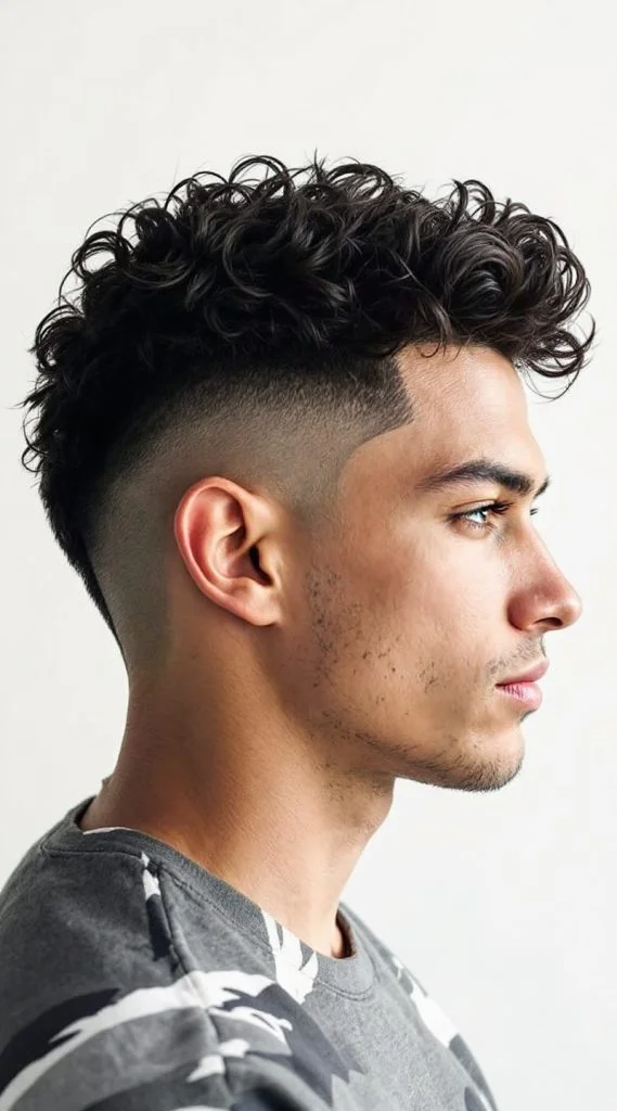 Taper Fade with Spiky Curls