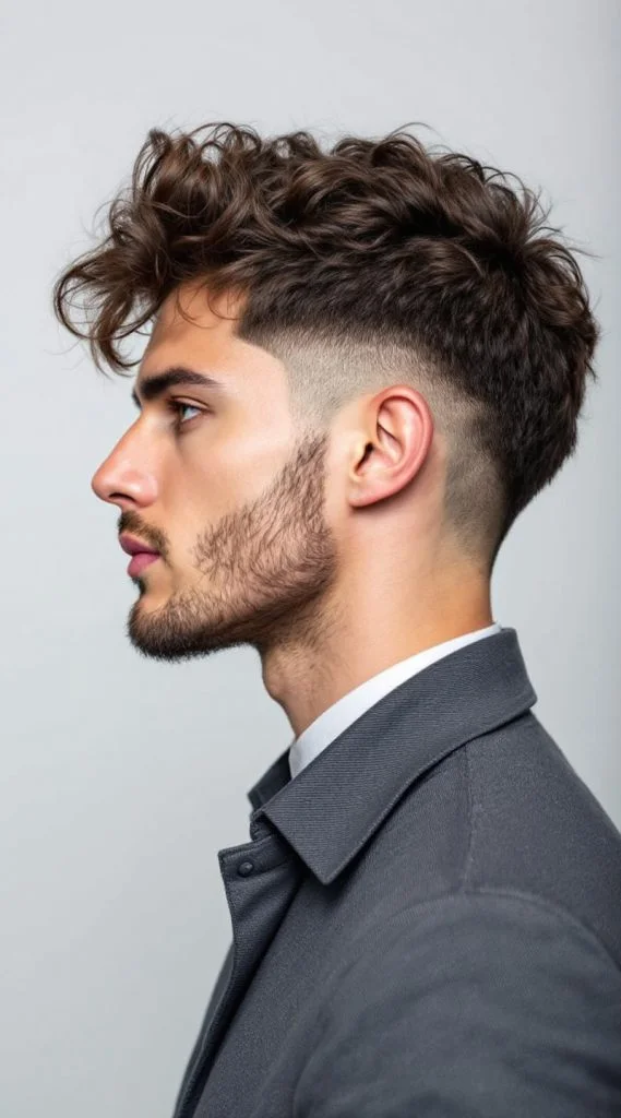 Curly Brush-Up with High Fade