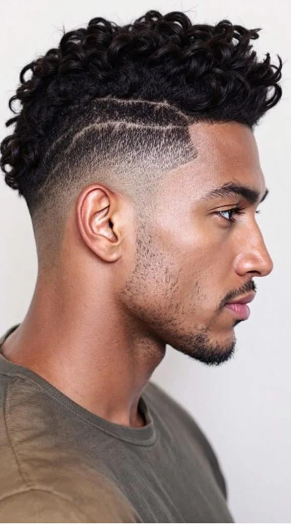 High Taper Fade with Ringlet Curls