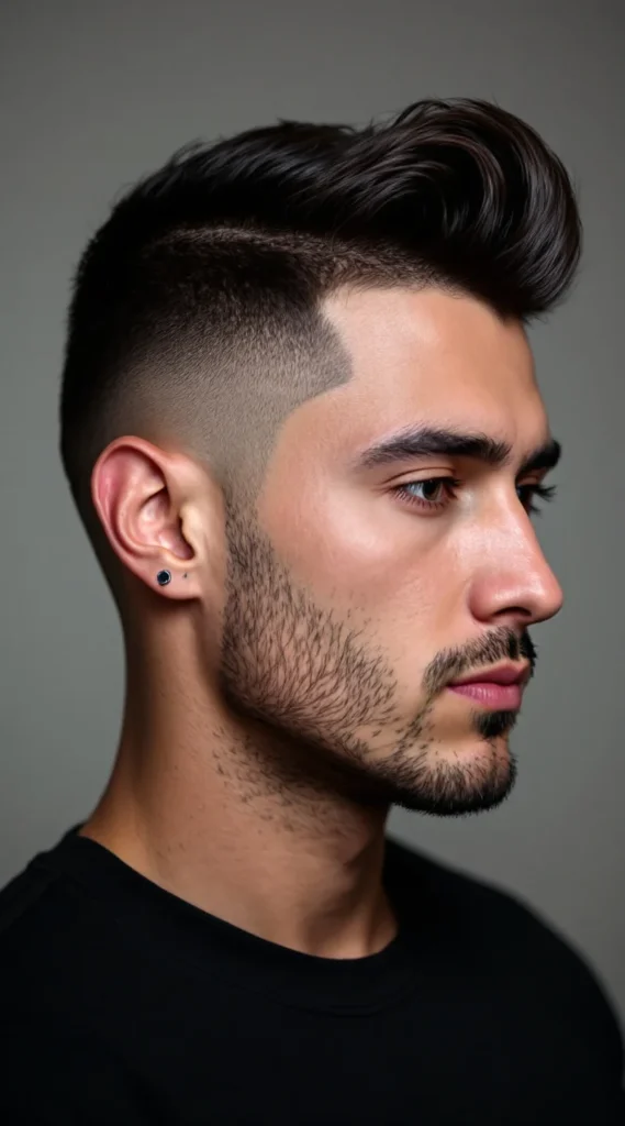 Shaved Sides with Tapered Mid Fade