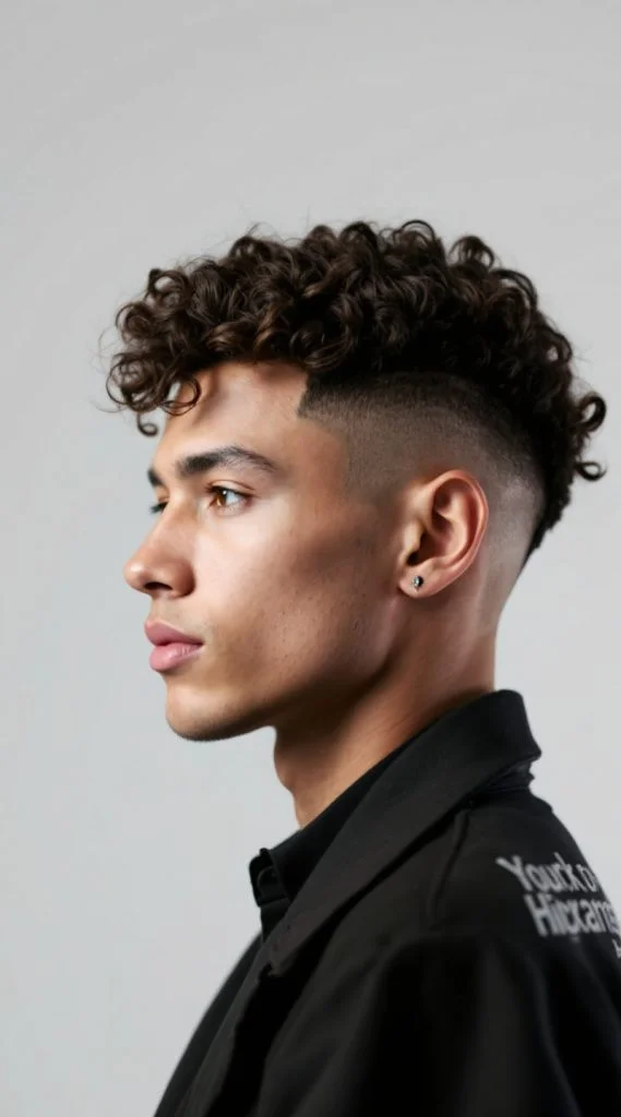 Short Curly Curls with Taper Fade