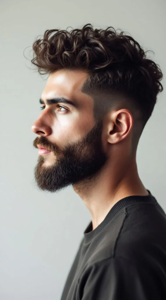 Curly Fade with Beard