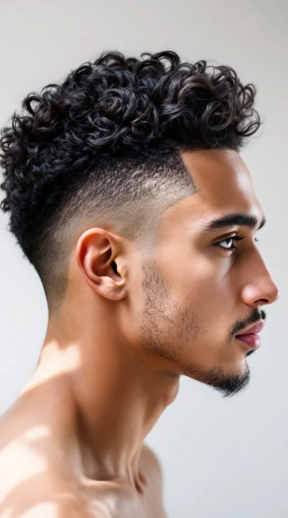 Textured Curls with Burst Fade