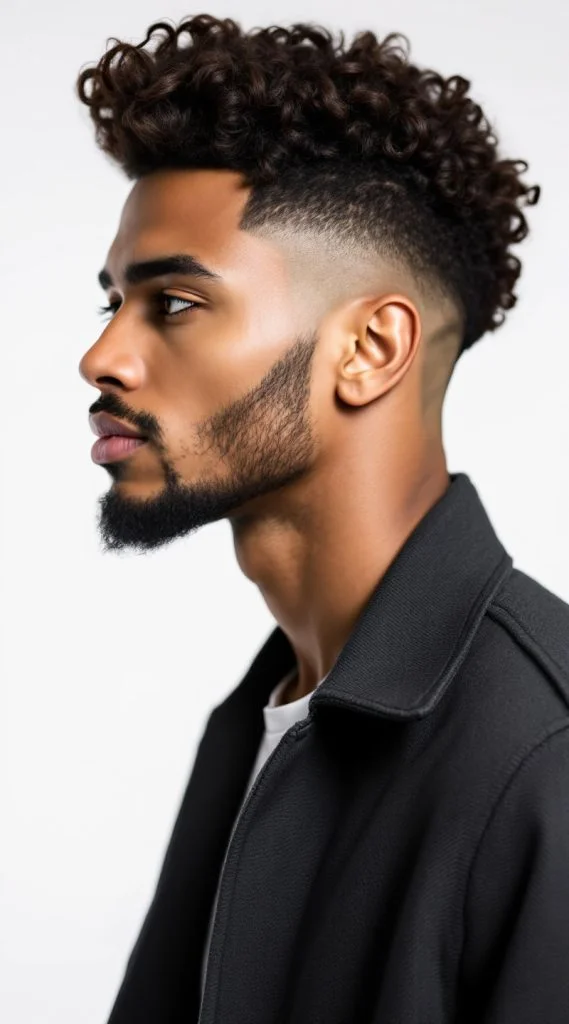 Curly High Fade with Natural Textured Curls