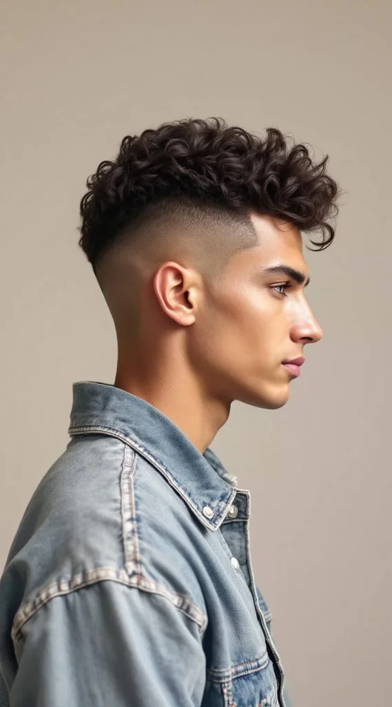 Curly Caesar with Taper Fade