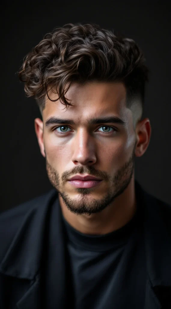 Curly Top with High Fade Sides