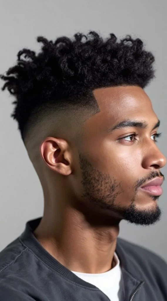 Textured Curls with High Taper Fade