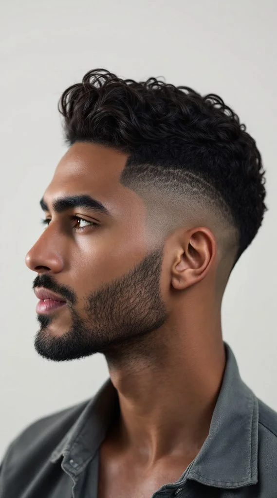 Burst Fade with Curly Top