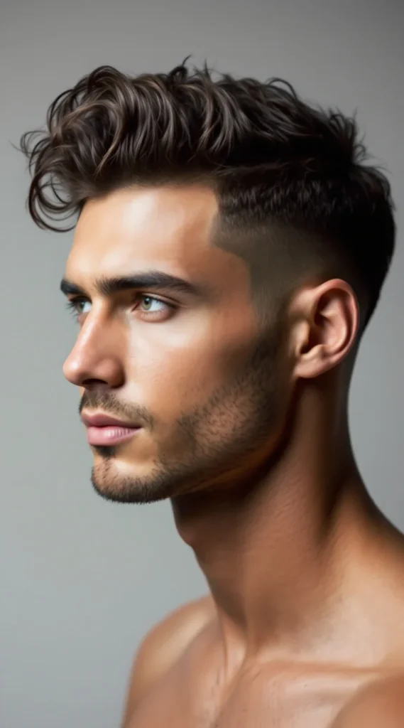 Curly Quiff with Low Fade