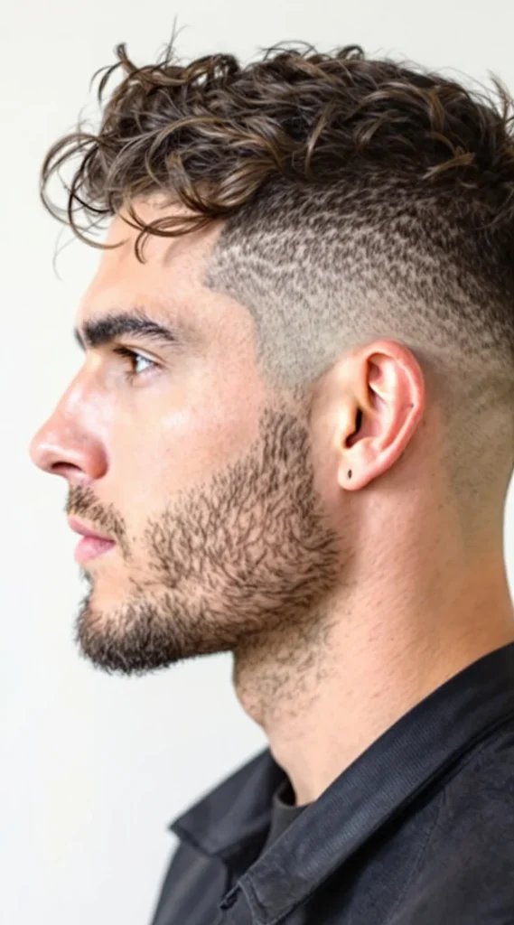Low Taper Fade with Curly Buzz Cut