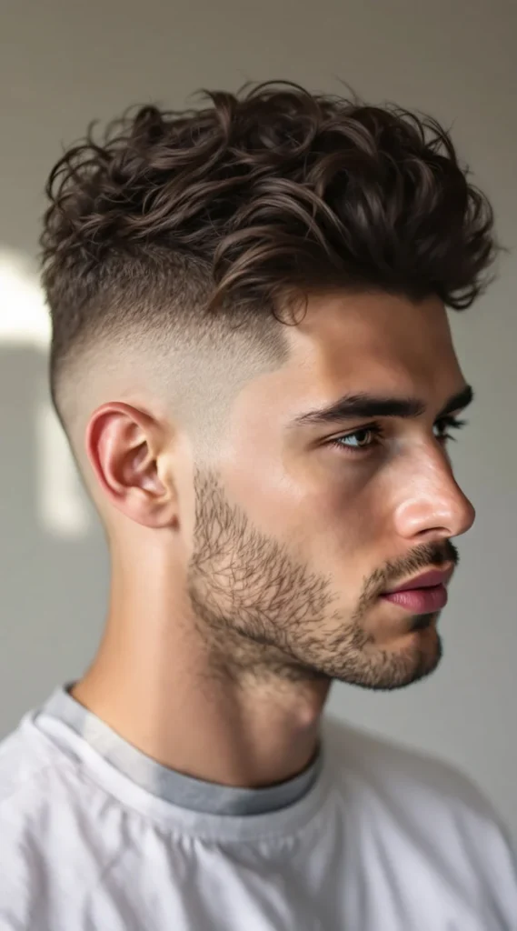 Low Taper Fade with Curly Caesar Cut