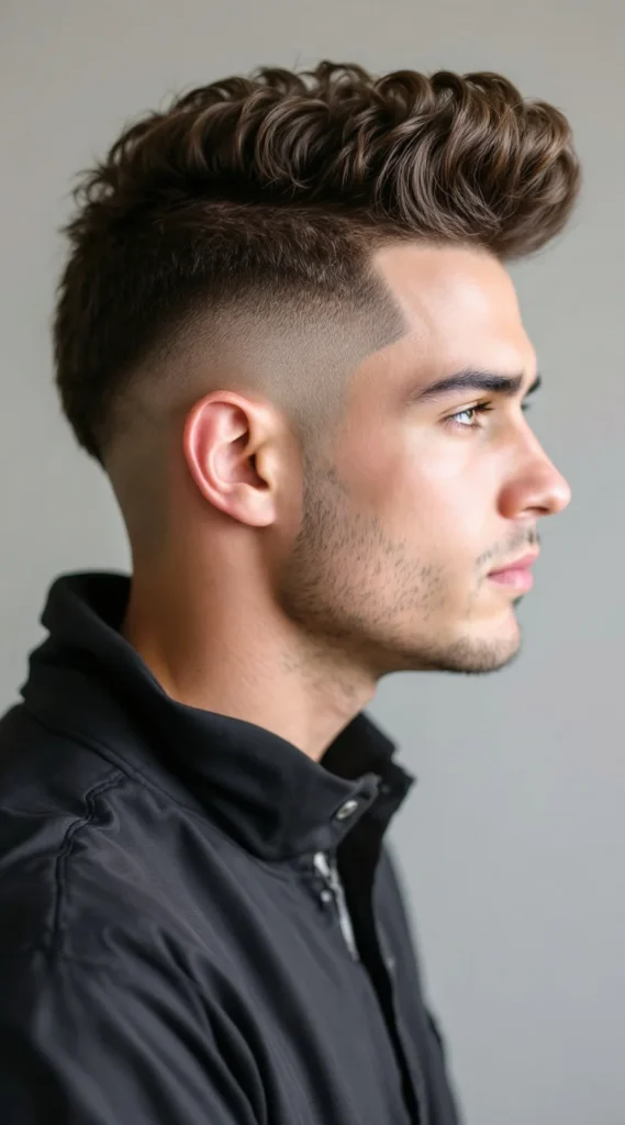 Low Taper Fade with Curly Mohawk