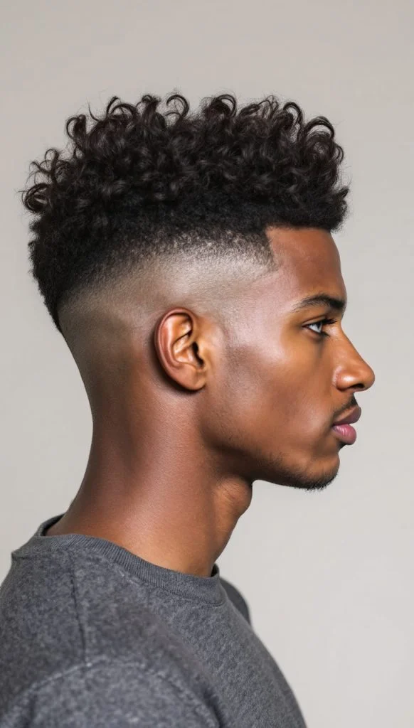 Low Taper Fade with Curly Top