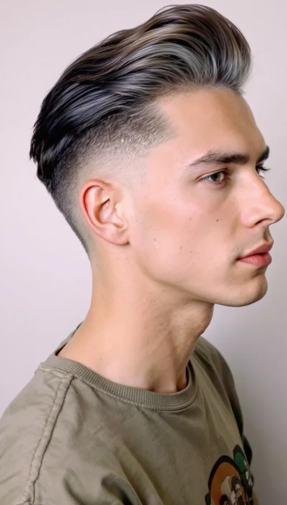 Low Taper Fade with High-Volume Comb-Over