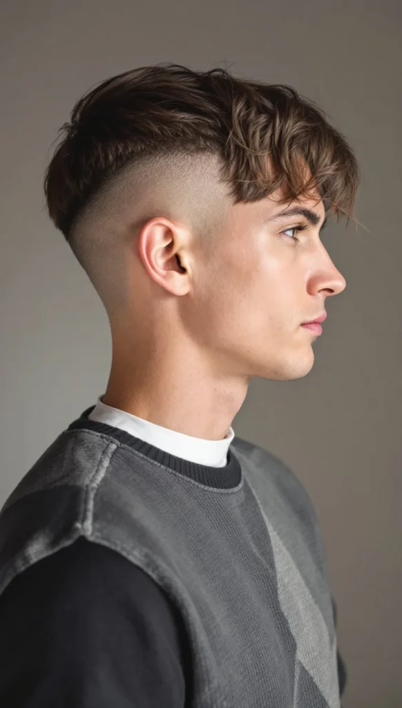 Low Taper Fade with Long Fringe