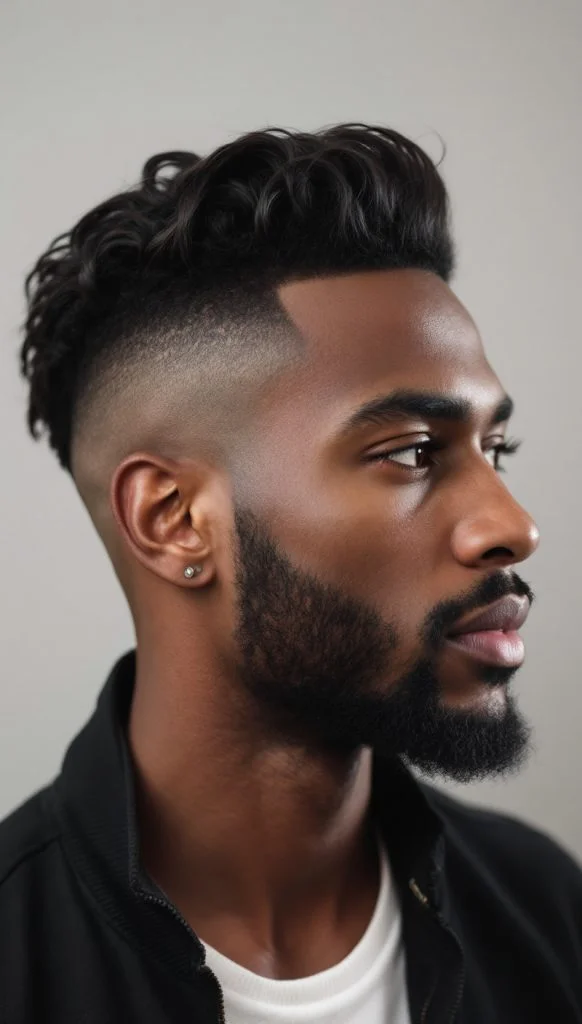 Low Taper Fade with Medium-Length Waves
