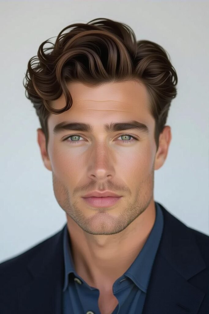 Low Taper Curly Middle Part