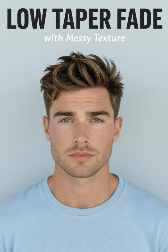 Low Taper Fade with Messy Texture