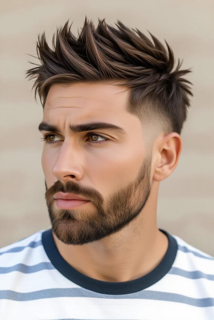 Low Taper Fade with Short Spikes
